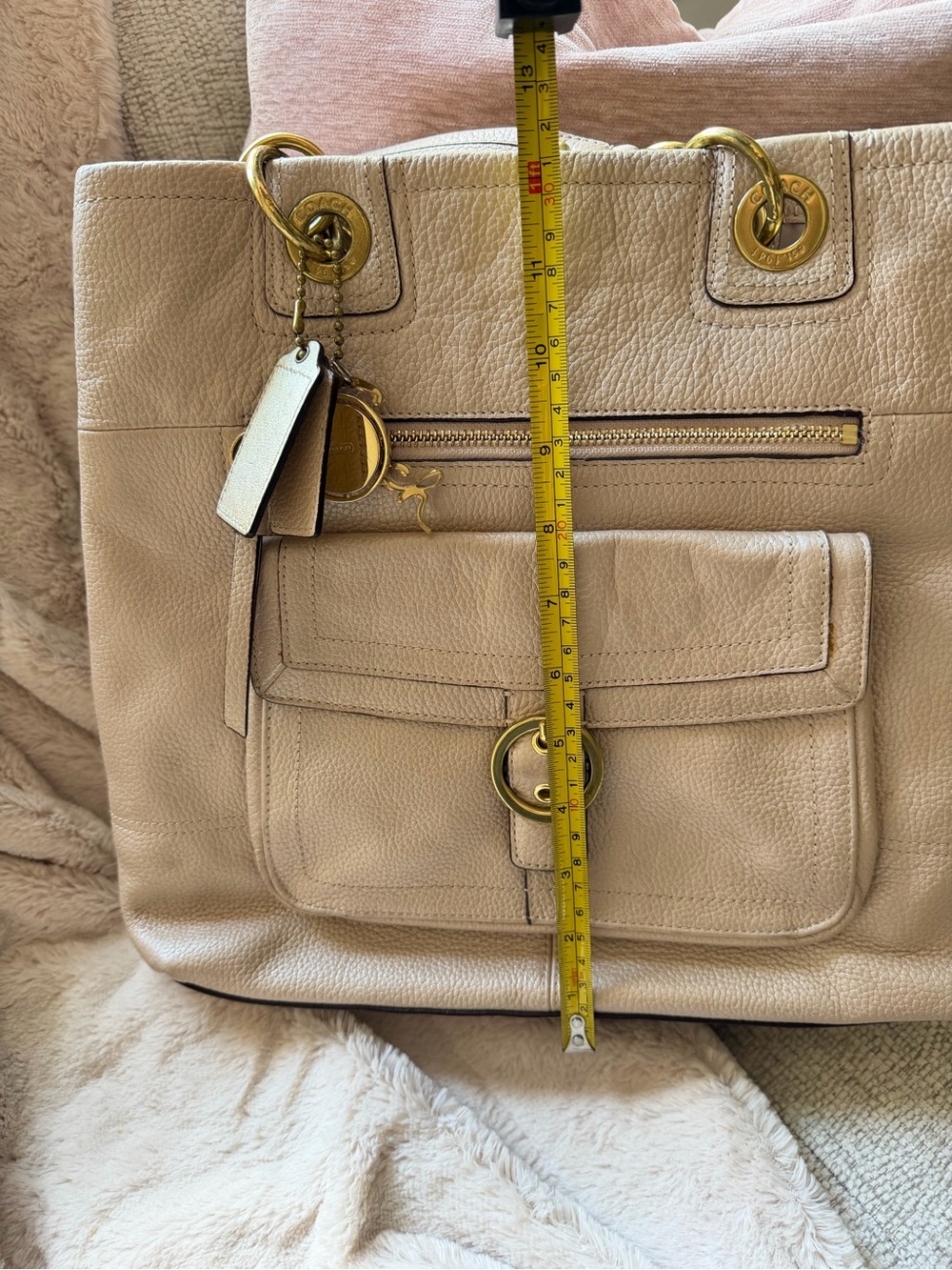 COACH PENELOPE Champagne leather Buckle tote Shoulder Bag F-18890 - Picture 9 of 16